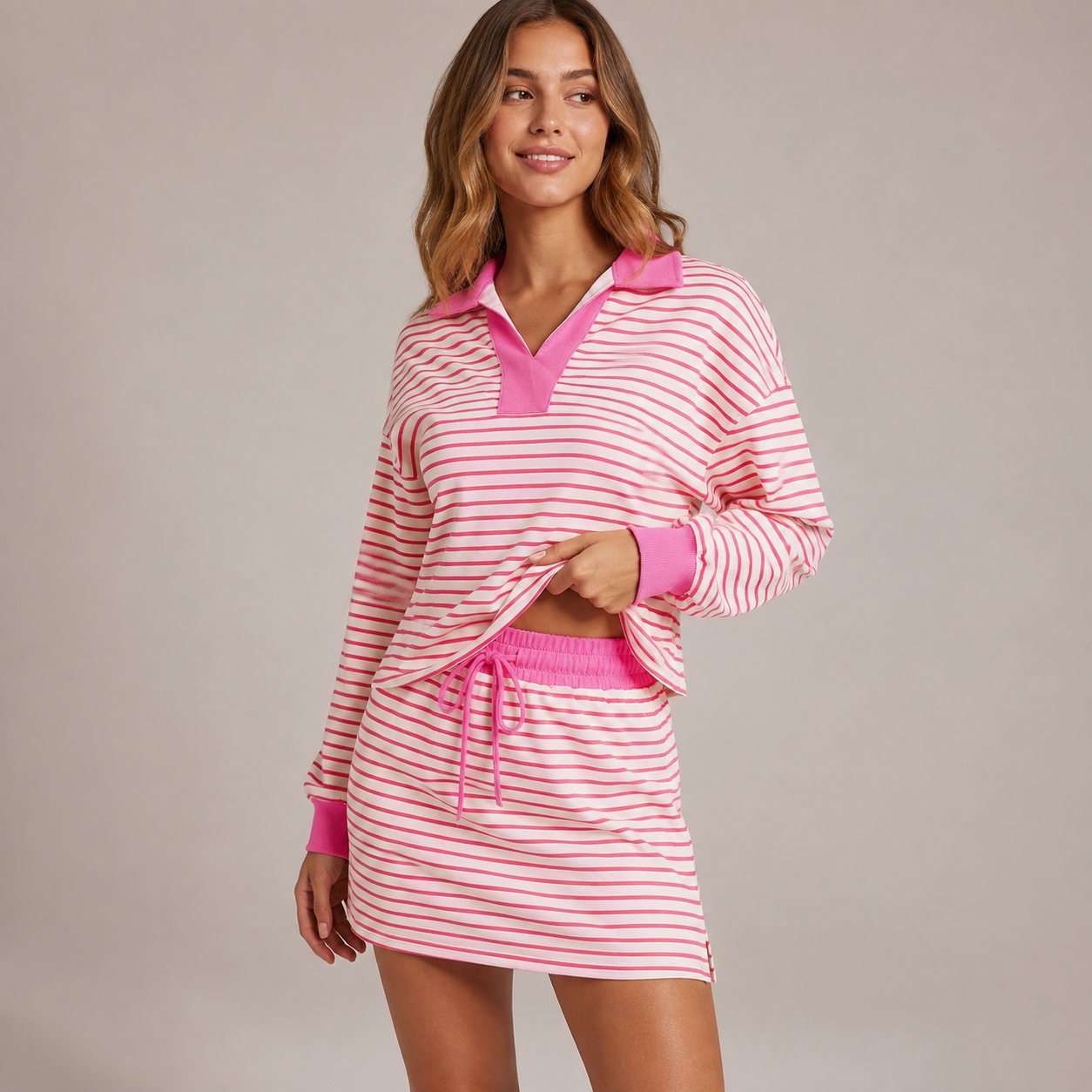 Cleo Stripe Skirt Set