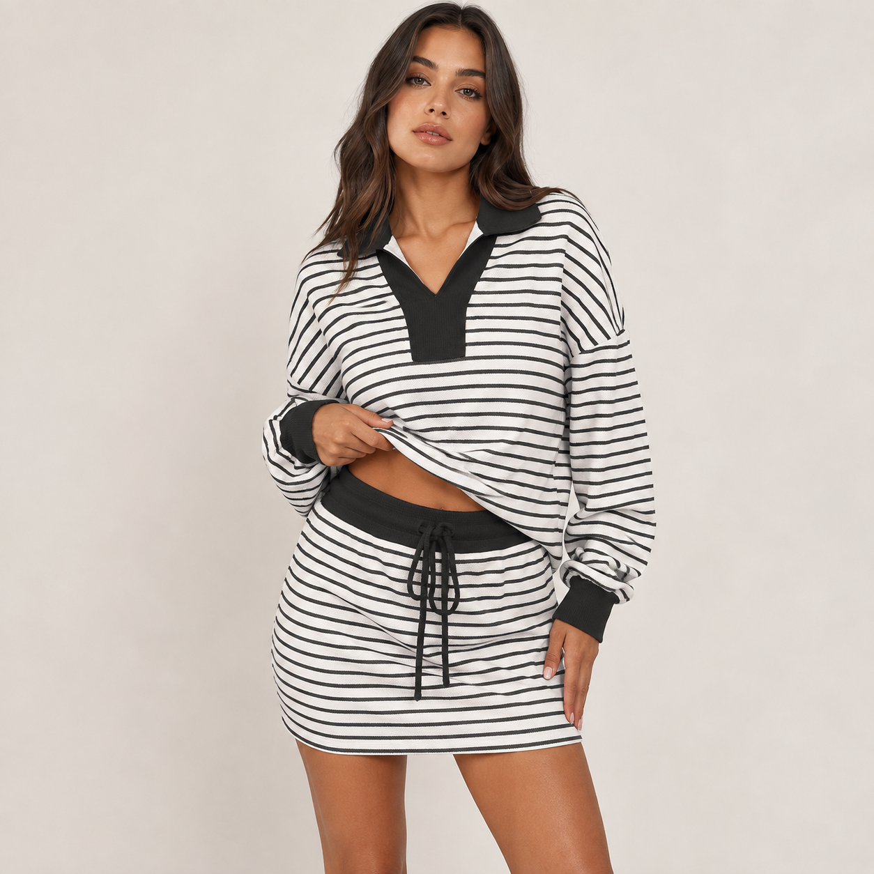 Cleo Stripe Skirt Set