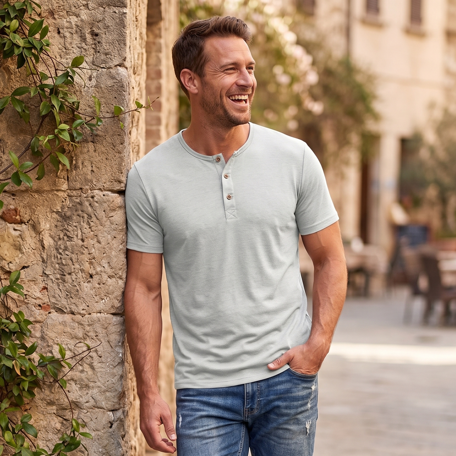 Halvern Henley Button Tee