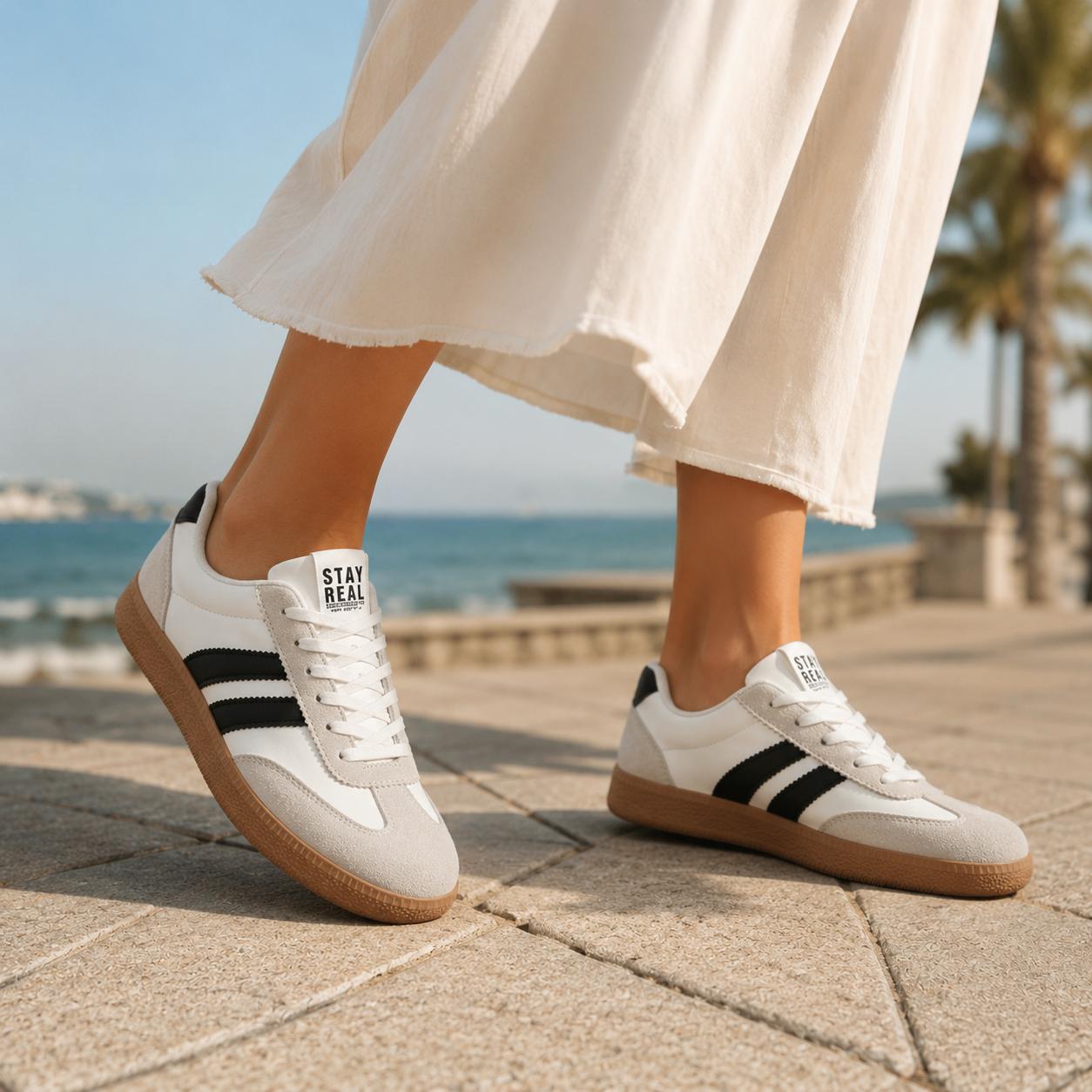 Stitch-Up Retro Low-Top Sneakers