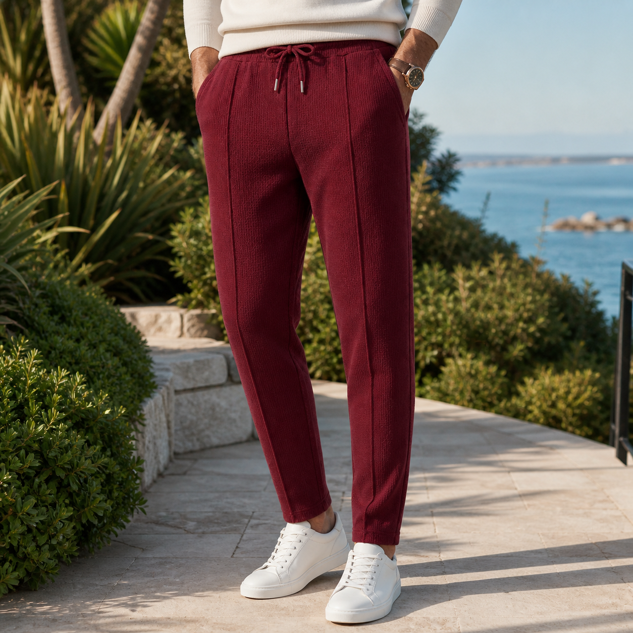 Stitch Waffle Knit Trousers