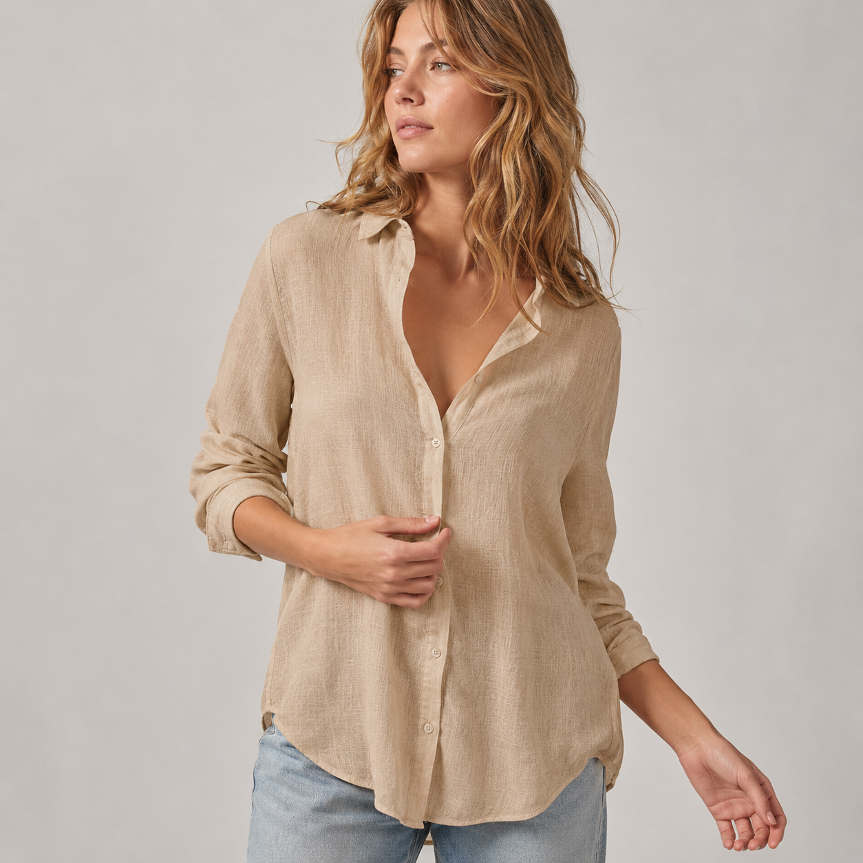 Linen Button Down Blouse