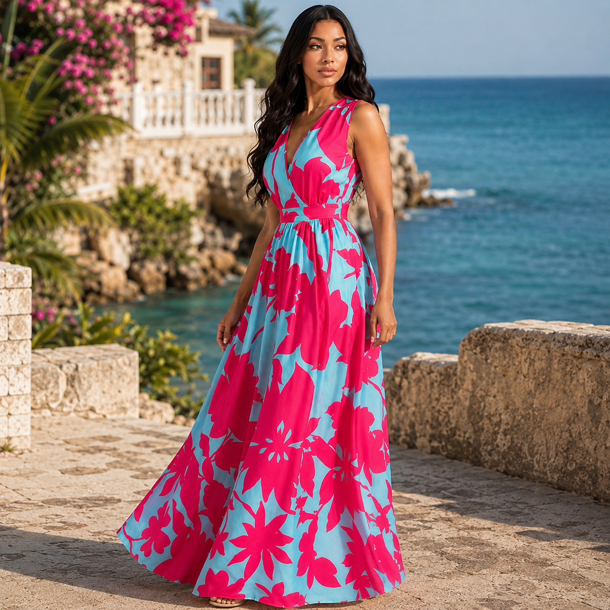 Tropical Floral Maxi Dress